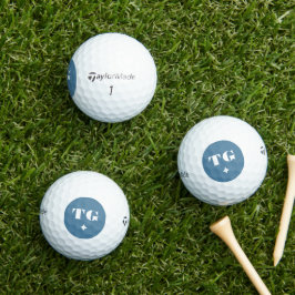 Pelotas De Golf Mínimo Monograma Moderno Iniciales Estrellas Azule
