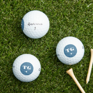Pelotas De Golf Mínimo Monograma Moderno Iniciales Estrellas Azule