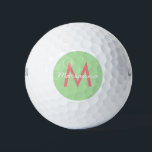Pelotas De Golf Mint & Coral Nombre rosa y Monograma moderno<br><div class="desc">Baloncesto de golf personalizado en tu nuevo esquema de color verde menta y rosa coral favorito con un moderno tipo de letra inicial y divertido nombre de guión o texto personalizado para un equipo de golf o viaje de fiesta de boda. Si desea cambiar los tipos de letra o los...</div>