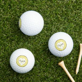 Pelotas De Golf Moda Letra inicial monograma corazón blanco amaril