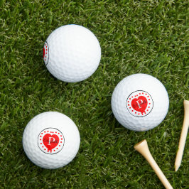 Pelotas De Golf Moda Letra inicial Monograma puntos cardíacos rojo