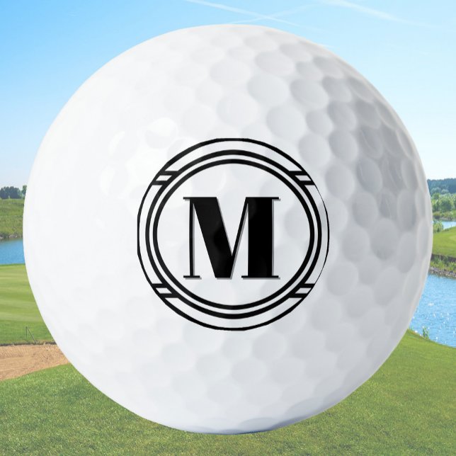 Pelotas De Golf Modern Elegant Black and White Custom Monogram (Subido por el creador)