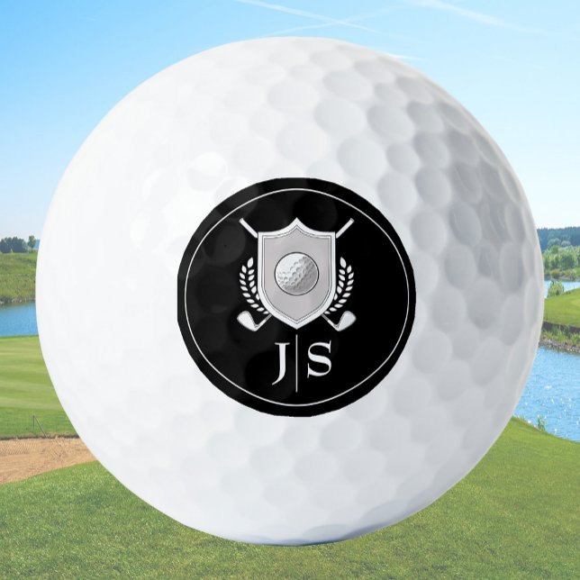 Pelotas De Golf Modern Elegant Black and White Stylish Monogrammed (Subido por el creador)