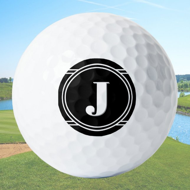 Pelotas De Golf Modern Elegant Black Custom Monogram (Subido por el creador)