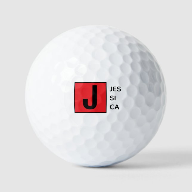 Pelotas De Golf Modern Elegant Plain Professional Name Monogram (Anverso)
