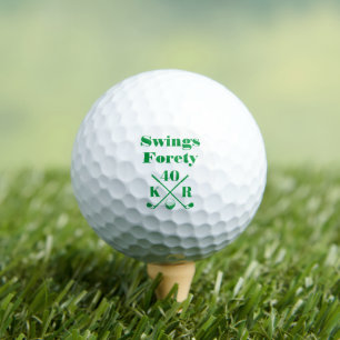 Pelotas De Golf Moderno 40.º 50 cumpleaños Golf Monograma Verde