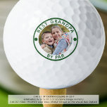 Pelotas De Golf Moderno BEST GRANDPA BY PAR Photo Balls<br><div class="desc">Cree unas bolas únicas de golf fotográfico con el divertido golf editable que dice BEST GRANDPA BY PAR (o su título) en la elección de los colores de los marcos de texto, punto y círculo en EDIT (mostrado en verde) para un abuelo especial entusiasta del golf. Hace un regalo divertido...</div>