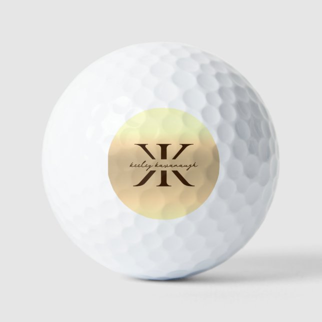 Pelotas De Golf Moderno Gold Elegant Monograma K Profesional (Anverso)