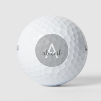 Pelotas De Golf Moderno Monograma Gris Moderno
