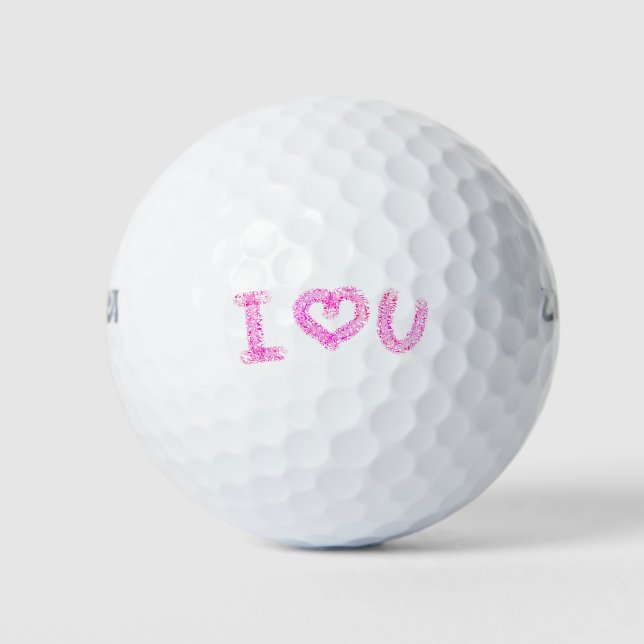 Pelotas De Golf Moderno Te Amo Blanco Rosa | DÍA DE SAN VALENTÍN (Anverso)
