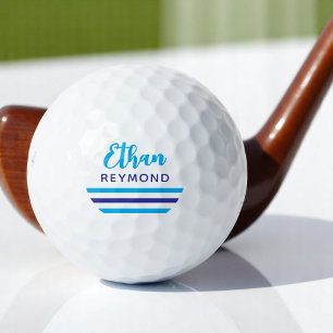 Pelotas De Golf Moderno y elegante Golfer Blue Name 3 Stripes