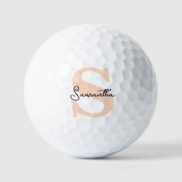 Pelotas De Golf Moderno y elegante Monograma Rosa Personalizado In