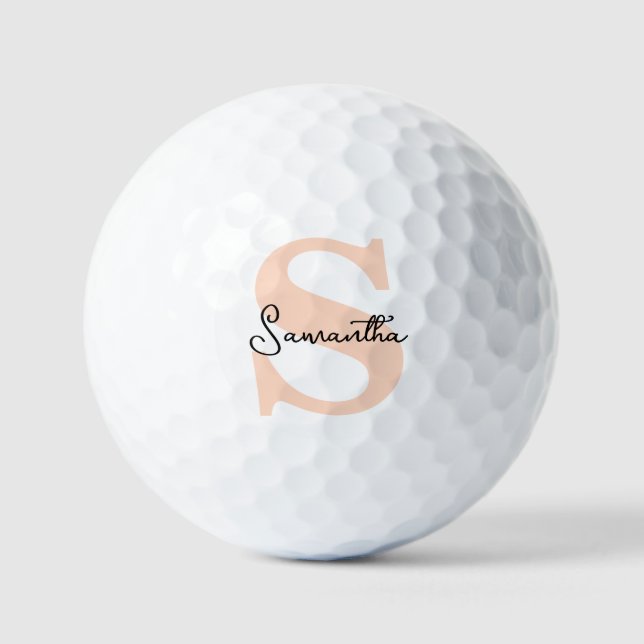 Pelotas De Golf Moderno y elegante Monograma Rosa Personalizado In (Anverso)