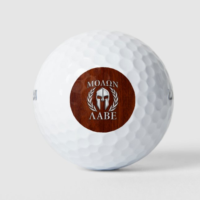 Pelotas De Golf Molon Labe Spartan al estilo de la caoba cromada (Anverso)