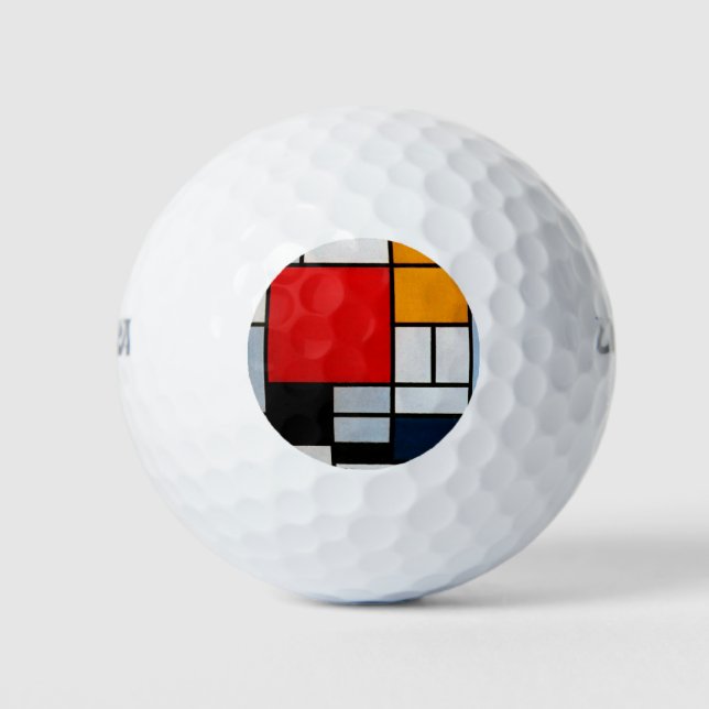 Pelotas De Golf Mondrian - Composición con plano rojo grande (Anverso)