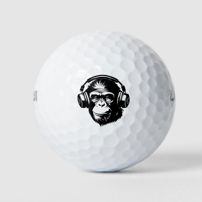 PELOTAS DE GOLF MONKEY HEADPHONES FUNNY GOLF BALL (Anverso)