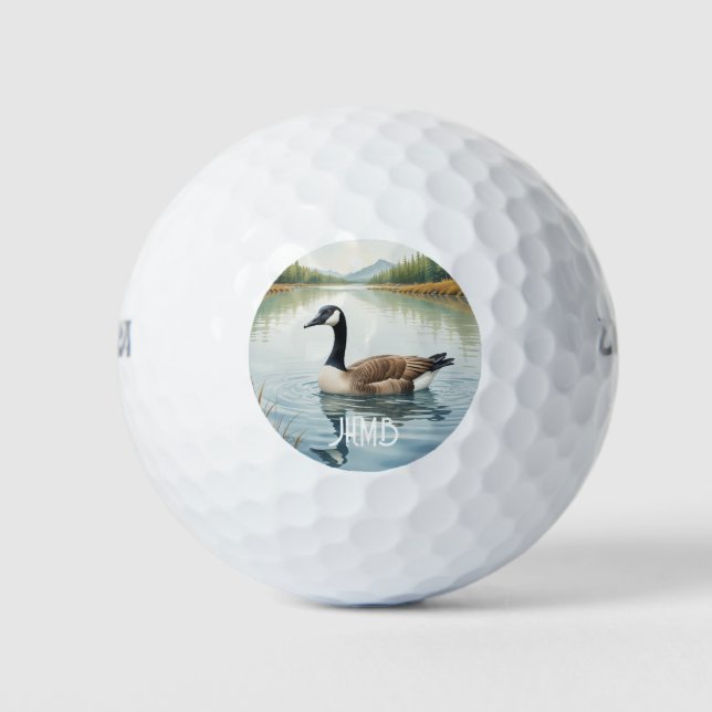 Pelotas De Golf Monogram Canada Goose Bird Nature Animal (Anverso)