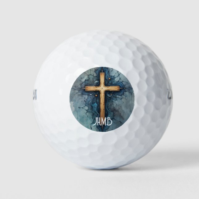 Pelotas De Golf Monogram Christian Cross Crucifix  (Anverso)