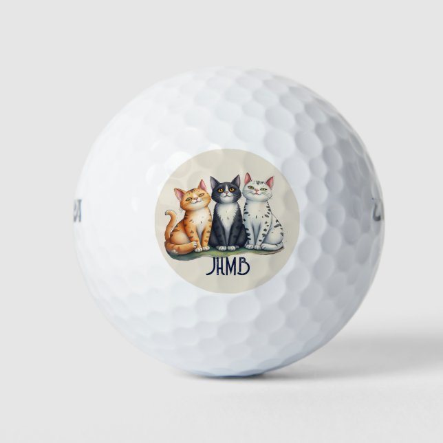 Pelotas De Golf Monogram Cute Cats Kittens Animal  (Anverso)