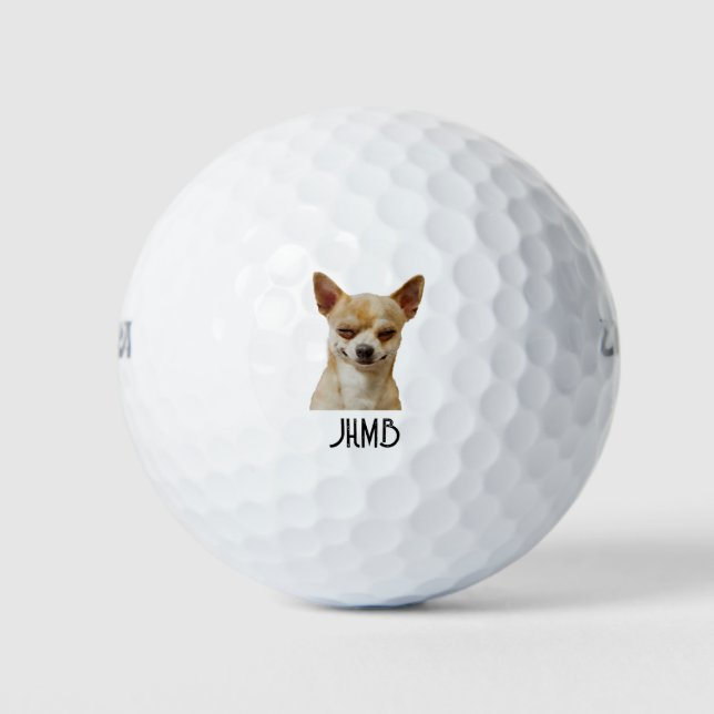 Pelotas De Golf Monogram Fun Winking Chihuahua Dog Humor (Anverso)