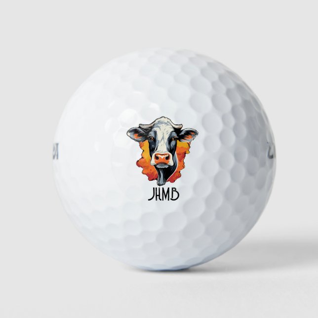 Pelotas De Golf Monogram Holstein Cow Cattle Beef Animal (Anverso)