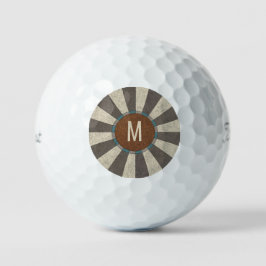 Pelotas De Golf Monogram Initial Vintage Retro Sunburst 