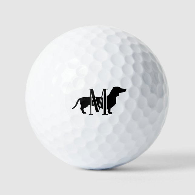 Pelotas De Golf Monogram Initial Wiener Dog Silhouette  (Anverso)