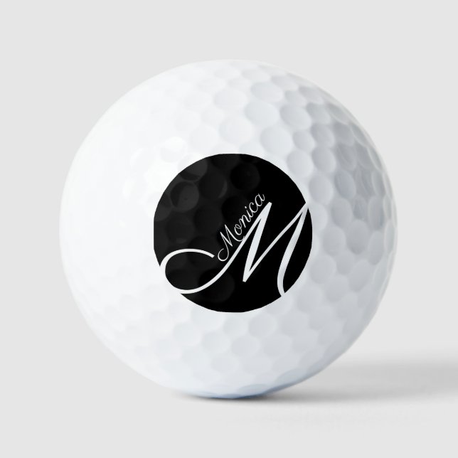 Pelotas De Golf MONOGRAM + NOMBRE - moderno negro (Anverso)