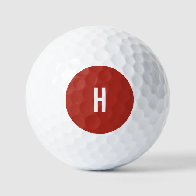 Pelotas De Golf Monogram Own Name Initial Minimalist Brick Red (Anverso)