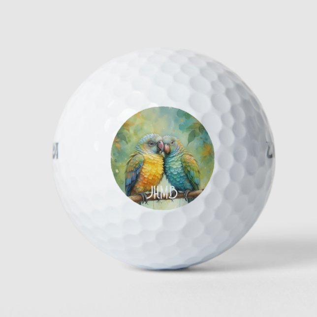 Pelotas De Golf Monogram Parrots Bird Nature Animal (Anverso)