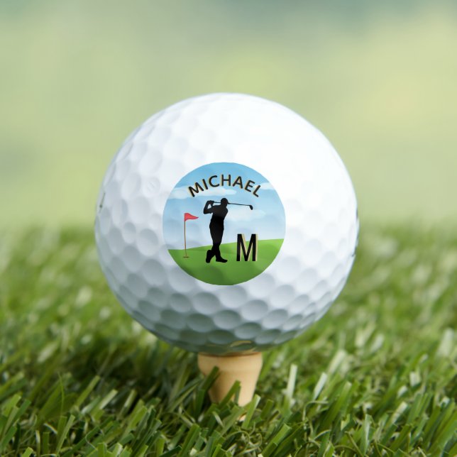 Pelotas De Golf Monograma 3D del Campo de Golf Golfer (Camiseta in situ)