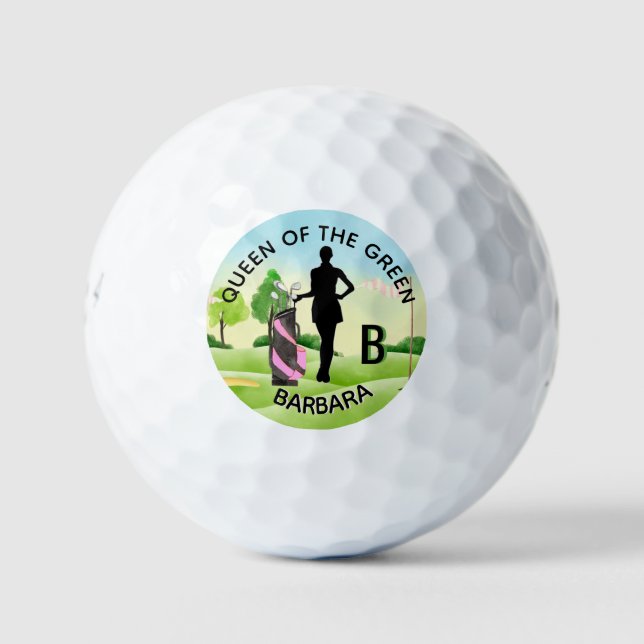 Pelotas De Golf Monograma 3D del campo de golf Lady Golfer (Anverso)