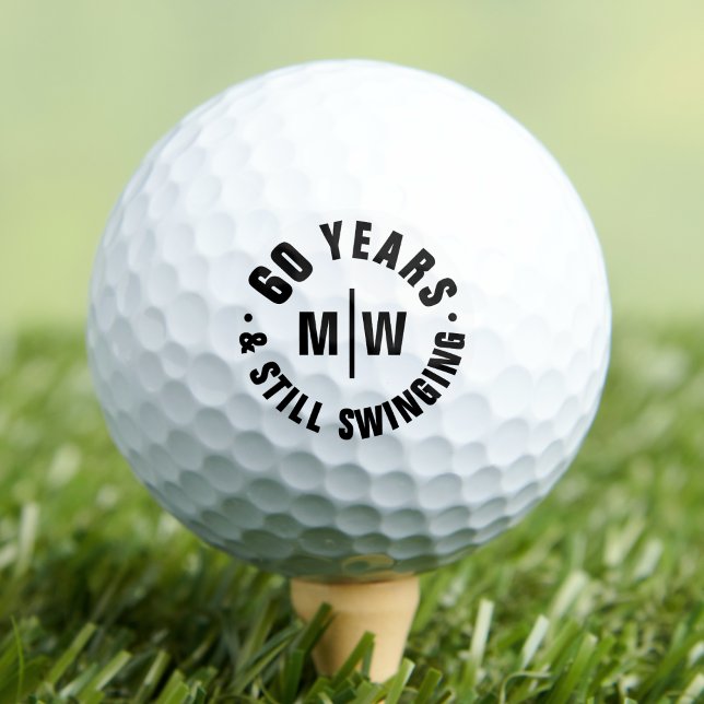 Pelotas De Golf Monograma 60 Cumpleaños (Monogram 60th Birthday Golf Balls)