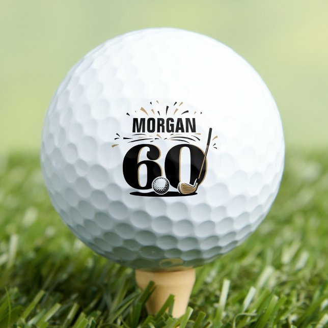Pelotas De Golf Monograma 60 cumpleaños (Monogram 60th Birthday Golf Balls )
