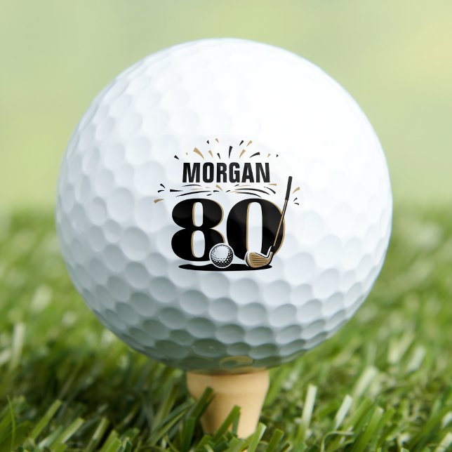 Pelotas De Golf Monograma 80 cumpleaños (Monogram 80th Birthday Golf Balls)