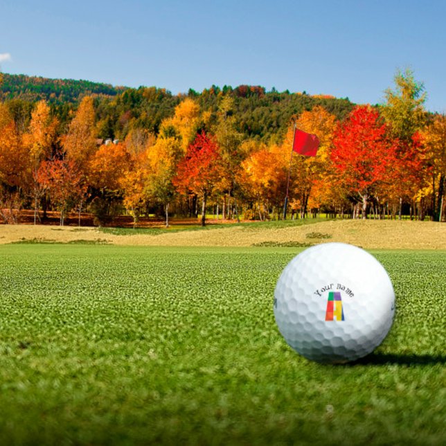 Pelotas De Golf Monograma A amarillo morado verde rojo (Subido por el creador)