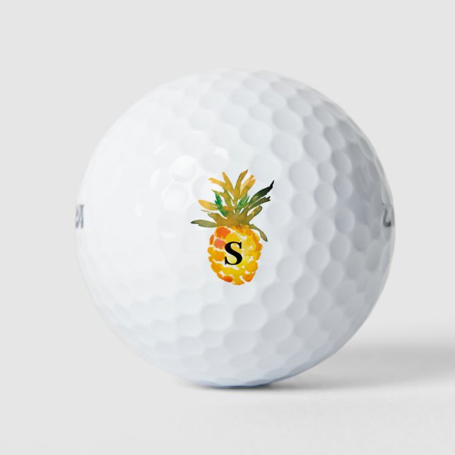 Pelotas De Golf Monograma Acuarela Piña (Anverso)