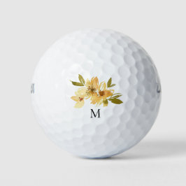 Pelotas De Golf Monograma amarillo floral