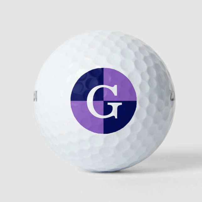 Pelotas De Golf Monograma Amethyst Purple Navy Blue LG Checker (Anverso)