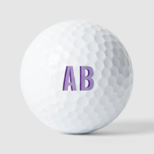 Pelotas De Golf Monograma apilado morado de 2 letras en negrita