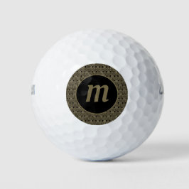 Pelotas De Golf Monograma Art Déco Dorado Negro