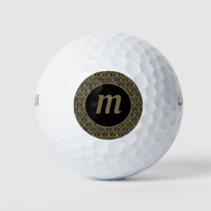 Pelotas De Golf Monograma Art Déco Dorado Negro