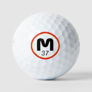 Pelotas De Golf Monograma audaz moderno con su edad