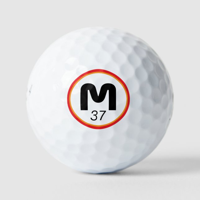 Pelotas De Golf Monograma audaz moderno con su edad (Anverso)