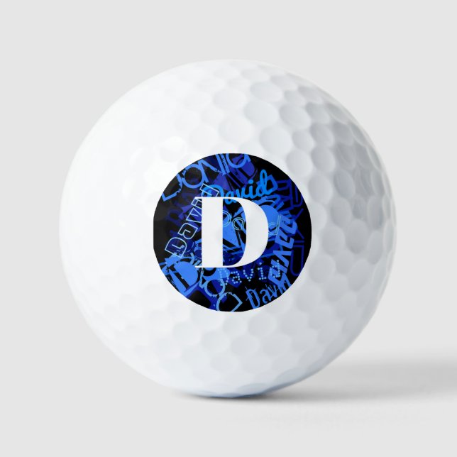 Pelotas De Golf Monograma azul creativo (Anverso)