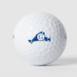 Pelotas De Golf Monograma azul marino del viñedo de Martha