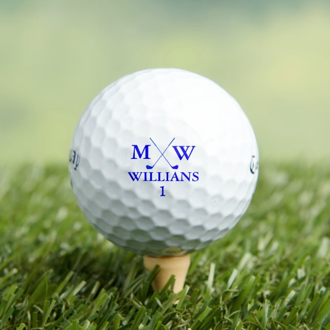 Pelotas De Golf Monograma azul (nombre e iniciales del jugador) (Camiseta in situ)