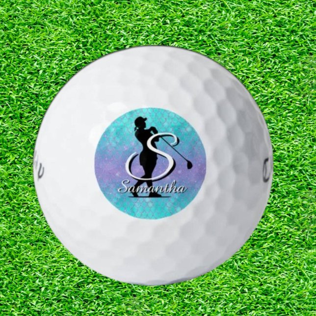 Pelotas De Golf Monograma azul oceánico (Tee off in Style: Dive into Ocean Blue Elegance!)