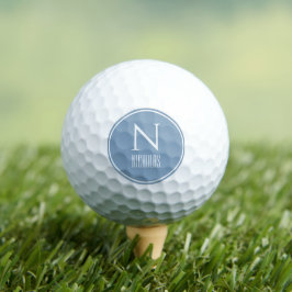 Pelotas De Golf Monograma azul turbio y moderno simple
