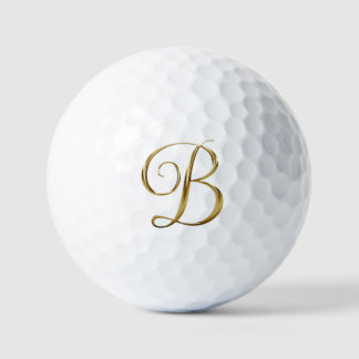 Pelotas De Golf Monograma B metálico en oro falso
